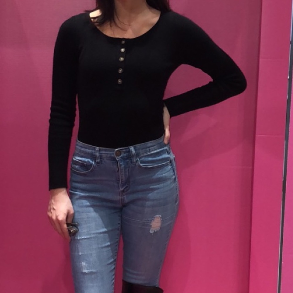 Black long sleeve bodysuit